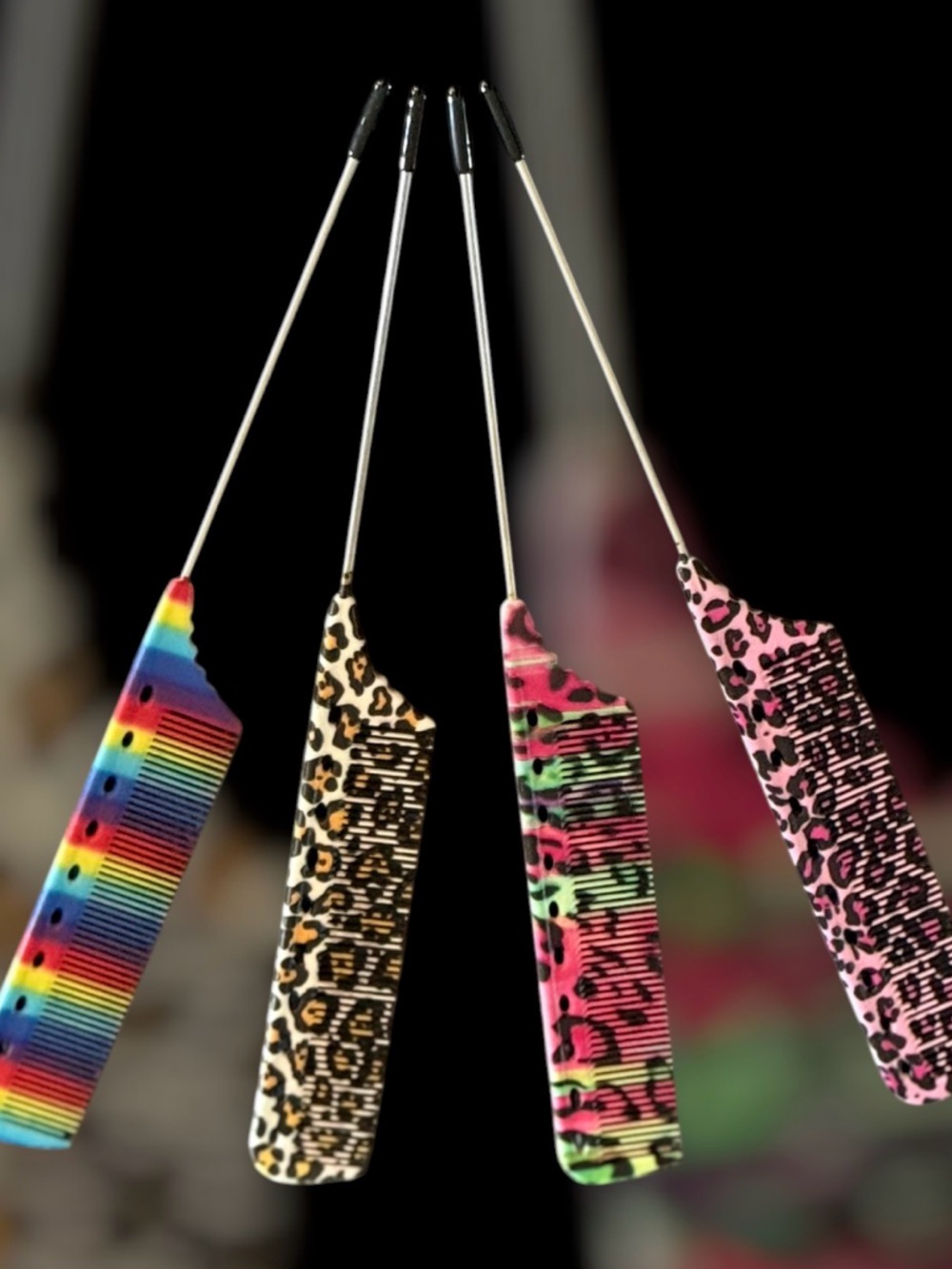 Rat Tail Styling Combs in Gorgeous Patterns - Set of 4